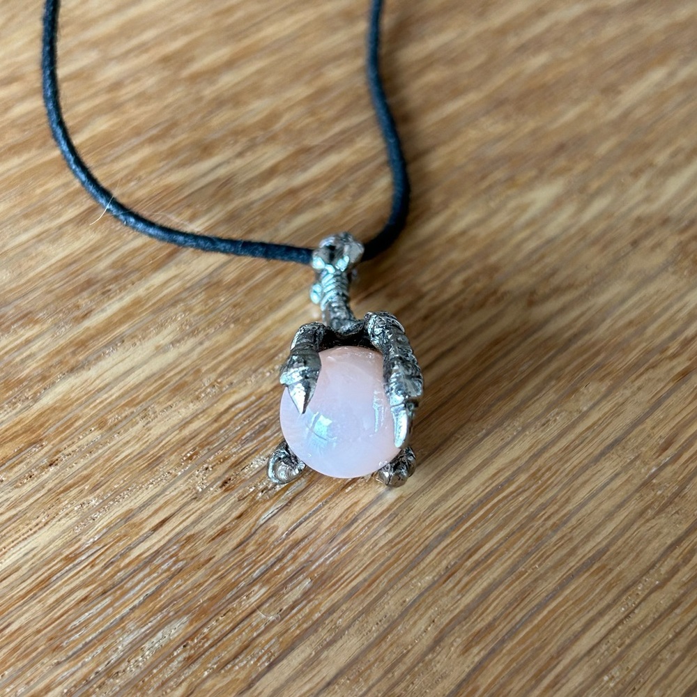 Claw Necklace with Pink Marble